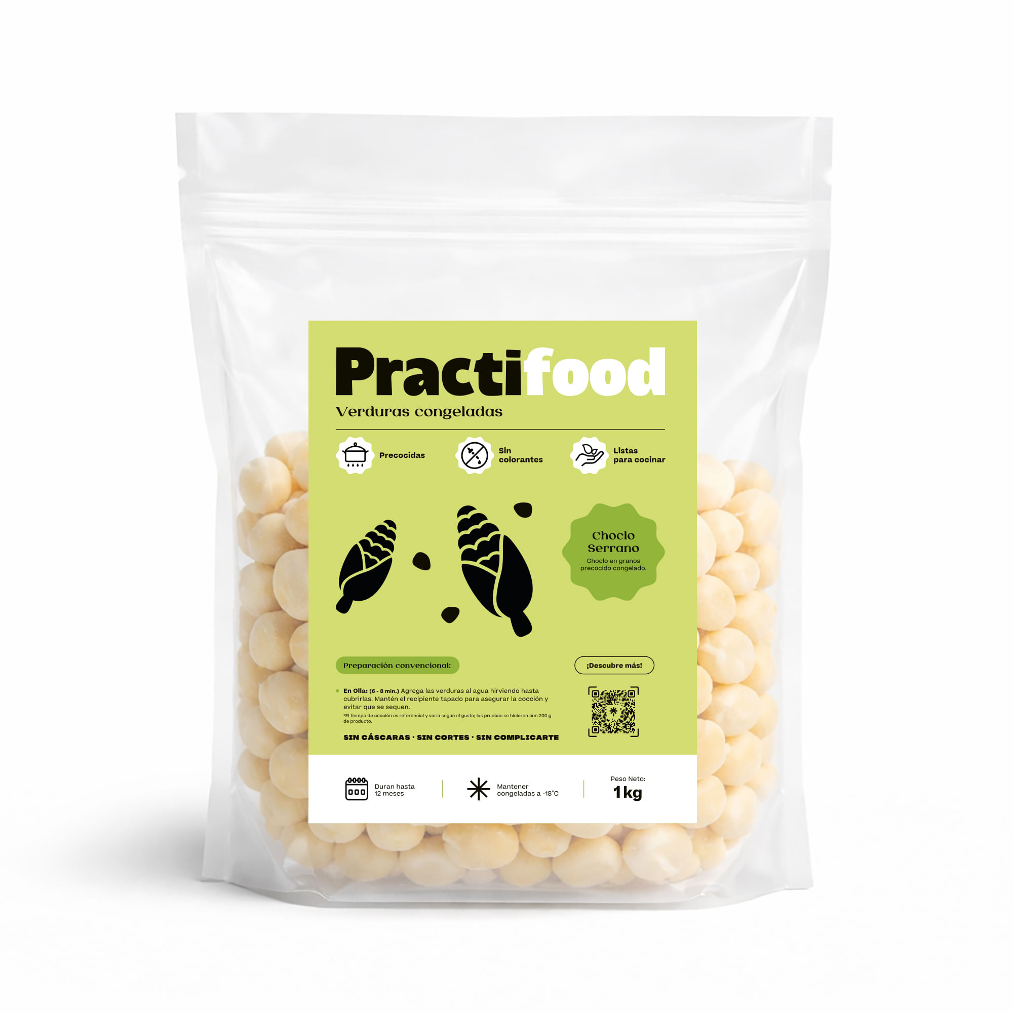 Choclo Serrano Precocido PRACTIFOOD Bolsa 1Kg