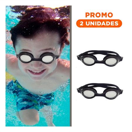 Pack2 Gafa para Natacion Negro Antivaho y Correa Ajustable