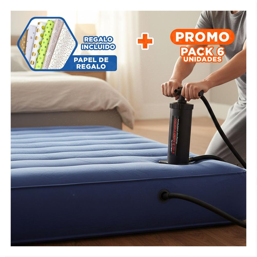 Pack6 Compresor Compacto 15 Pulgadas con Aguja para Playa y Piscina Negro Y+Papel Regalo