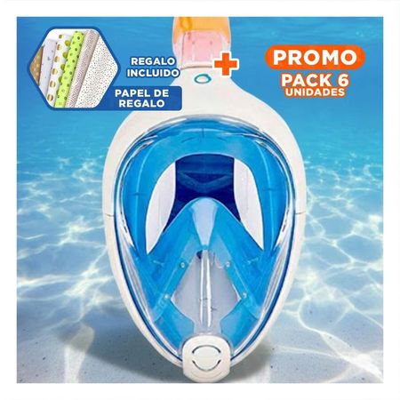 Pack6 Equipo Acuatico de Buceo Azul para Actividades Submarinas Y+Papel Regalo