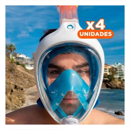 Pack4 Producto de Buceo Azul para Snorkel y Mar con Ajuste Ergonomico