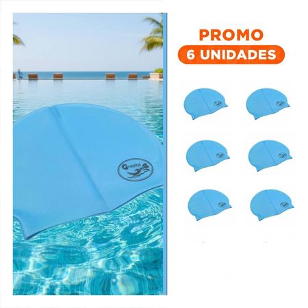 Pack6 Gorro de Natacion Celeste para Juegos y Cabello Protegido