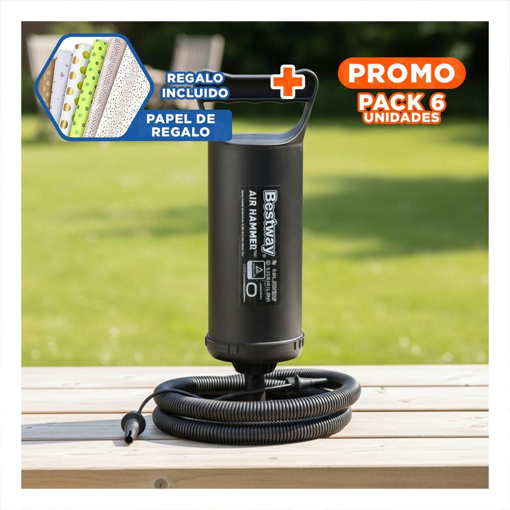 Pack6 Compresor de Mano 30cm y Compacto para Fiesta y Diversion Y+Papel Regalo