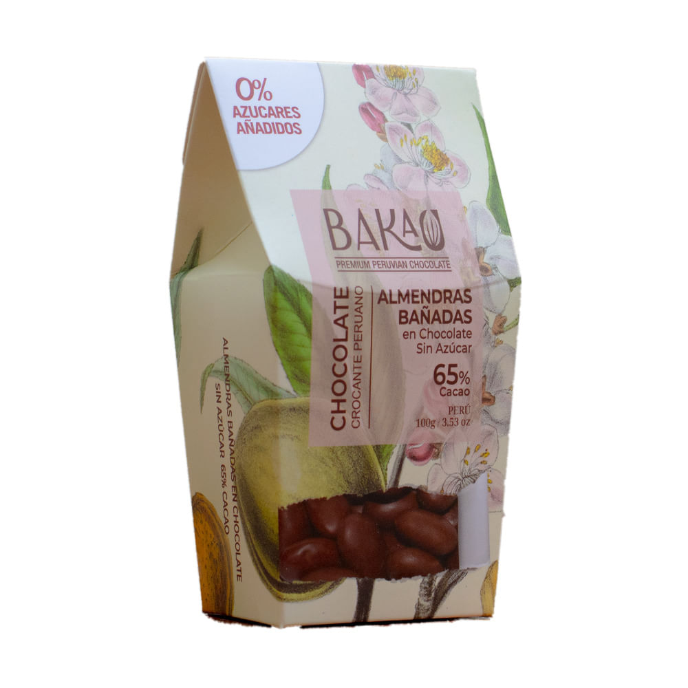 Almendras Cubiertas en Chocolate Zero Azúcar 65% Cacao x 100g