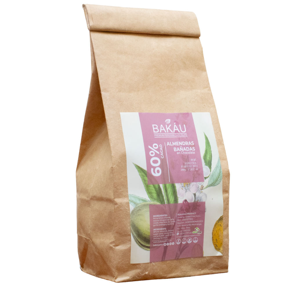 Almendras Cubiertas en Chocolate 65% Cacao x 500g