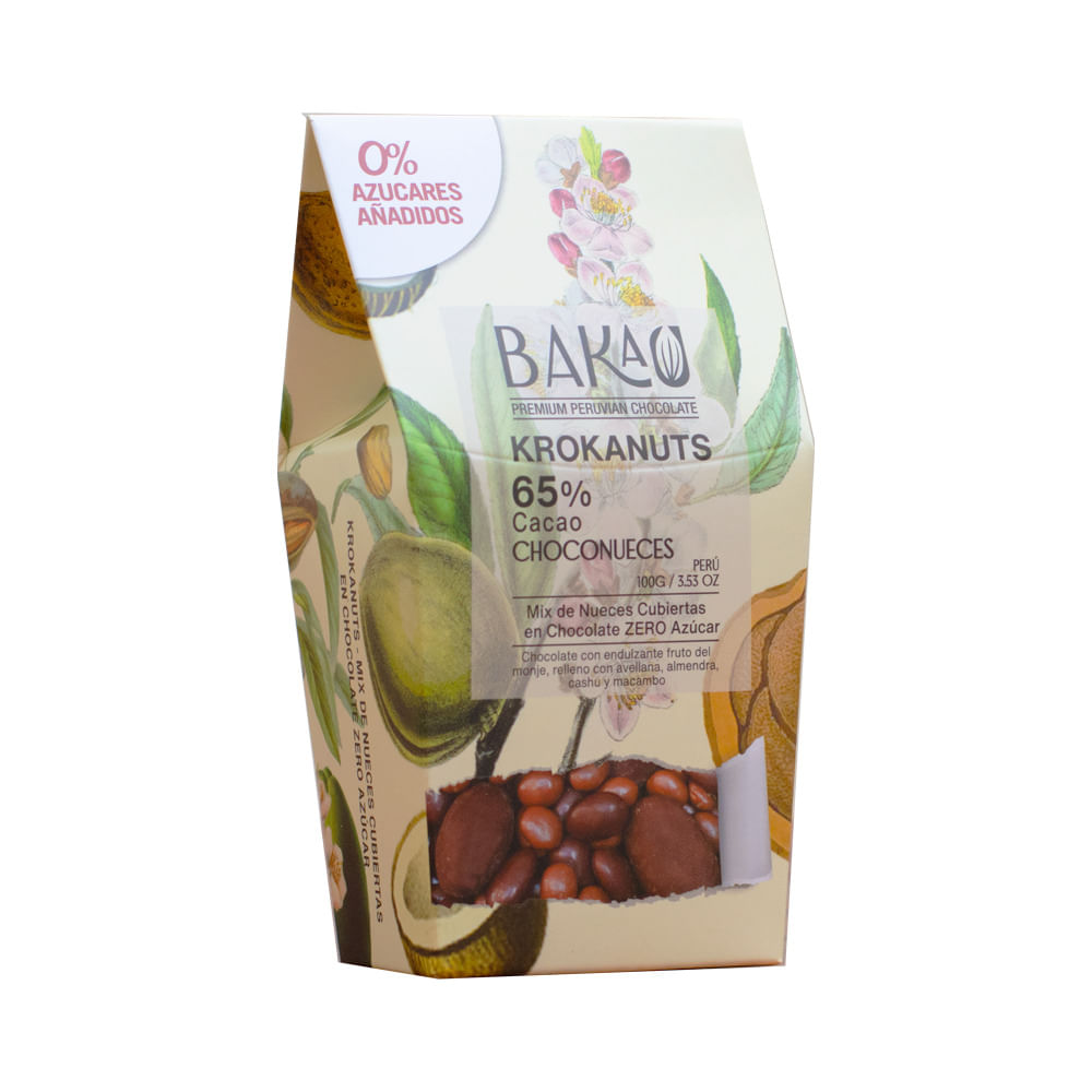 Mix de Nueces Cubiertas en Chocolate Zero Azúcar 65% Cacao x 100g