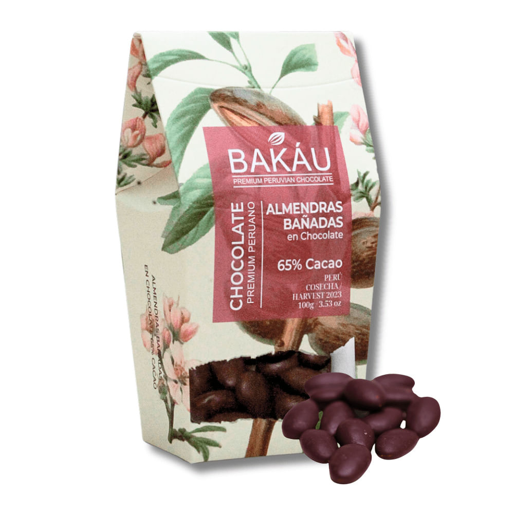 Almendras Cubiertas en Chocolate 65% Cacao x 100g