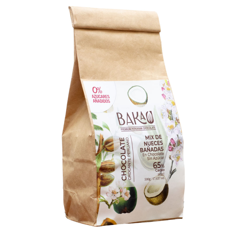 Mix de Nueces Cubiertas en Chocolate Zero Azúcar 65% Cacao x 500g