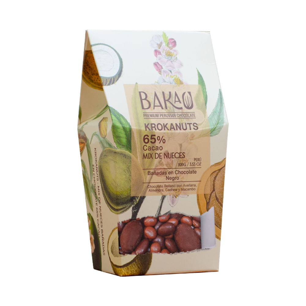 Mix de Nueces Cubiertas en Chocolate 65% Cacao x 100g