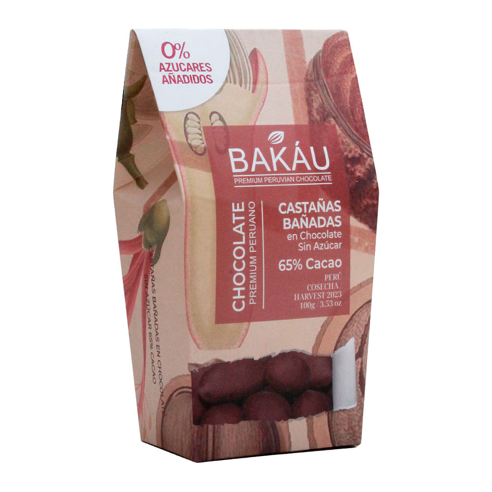 Castañas Cubiertas en Chocolate Zero Azúcar 65% Cacao x 100g