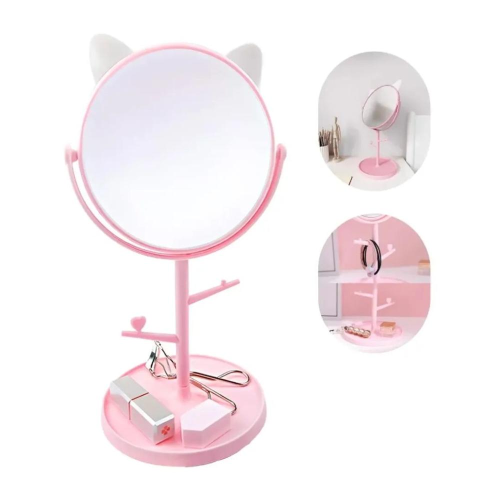 Espejo Joyero Organizador De Tocador En Forma De Gatito