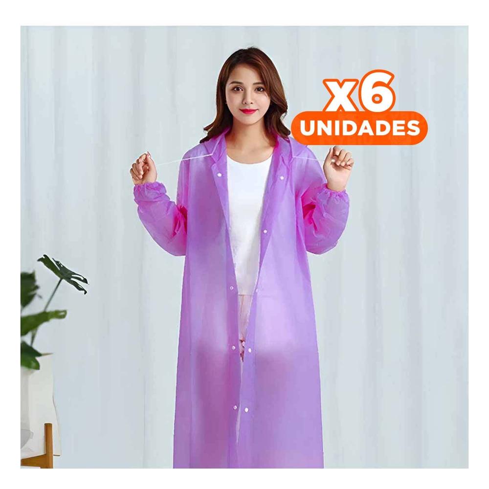 Pack6 Impermeable Practico para Dias de Lluvia Prolongada Y+Regalo Sticker