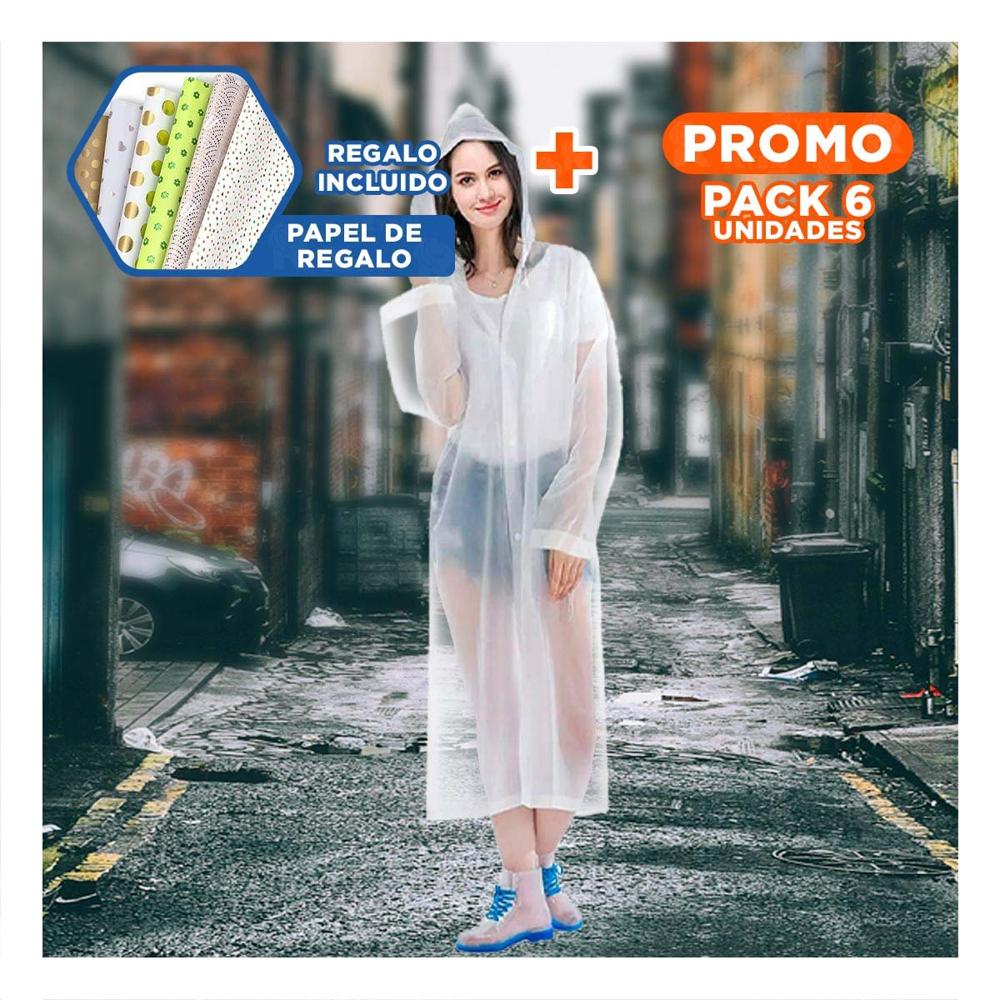 Pack6 Impermeable de Uso Diario para Climas Humedos y Lluviosos con Buen Ajuste Y+Papel Regalo