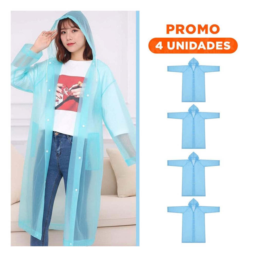 Pack4 Prenda de Lluvia Unisex con Ajuste Comodo y Facil de Usar Y+Regalo Sticker