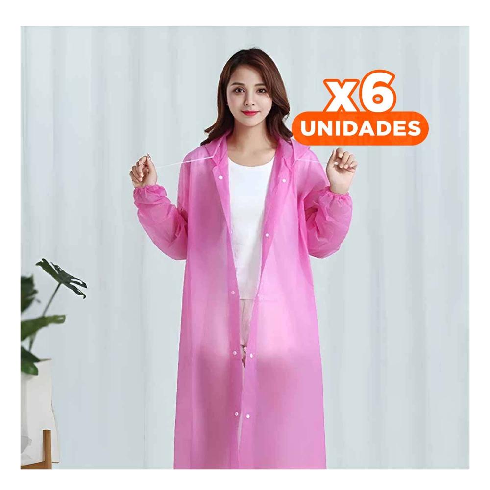 Pack6 Impermeable Unisex para Clima Cambiante con Diseno Rosado Y+Regalo Sticker