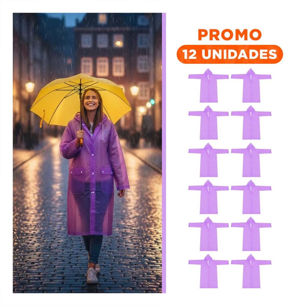 Pack12 Abrigo de Lluvia Unisex para Temporada Invernal Y+Regalo Sticker