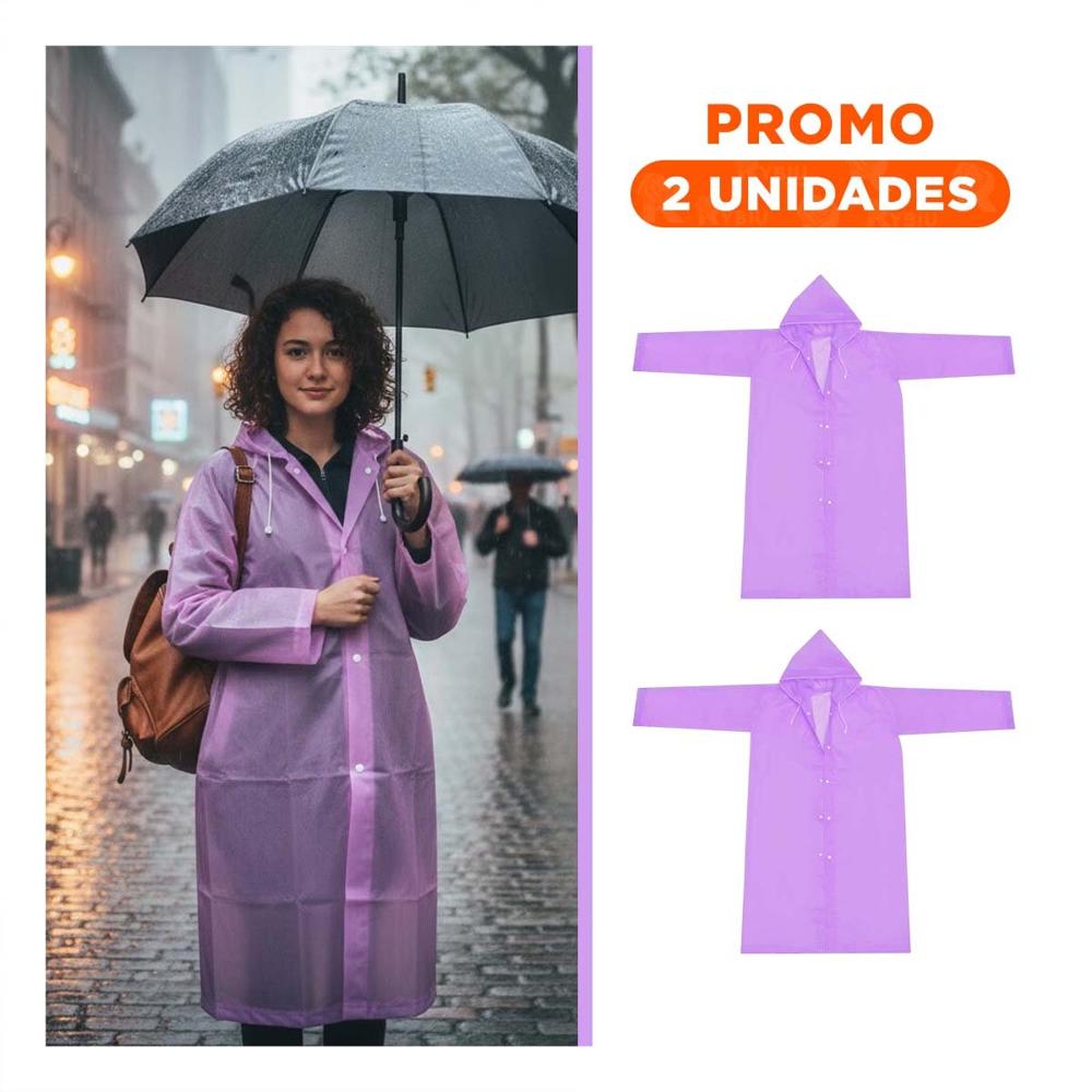 Pack2 Prenda de Lluvia Unisex con Ajuste Comodo y Facil de Usar