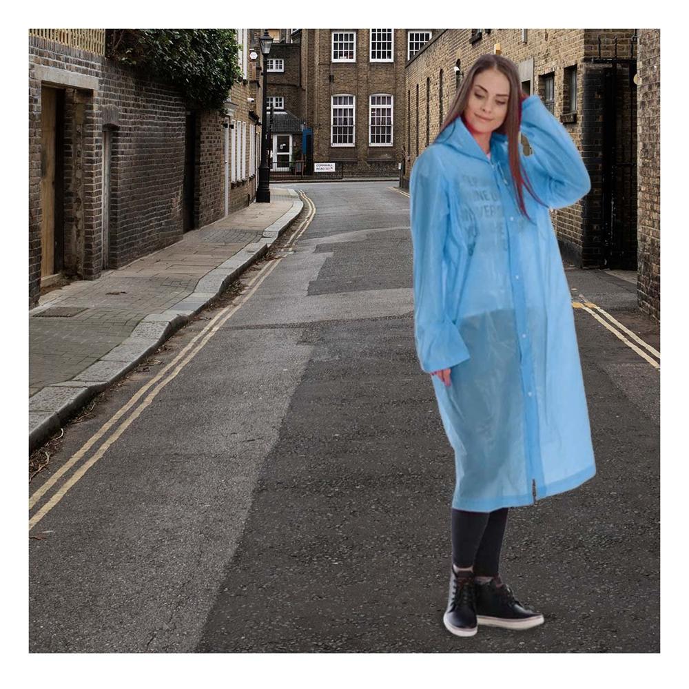Impermeable Unisex para Lluvia con Diseno Celeste y Material Ligero