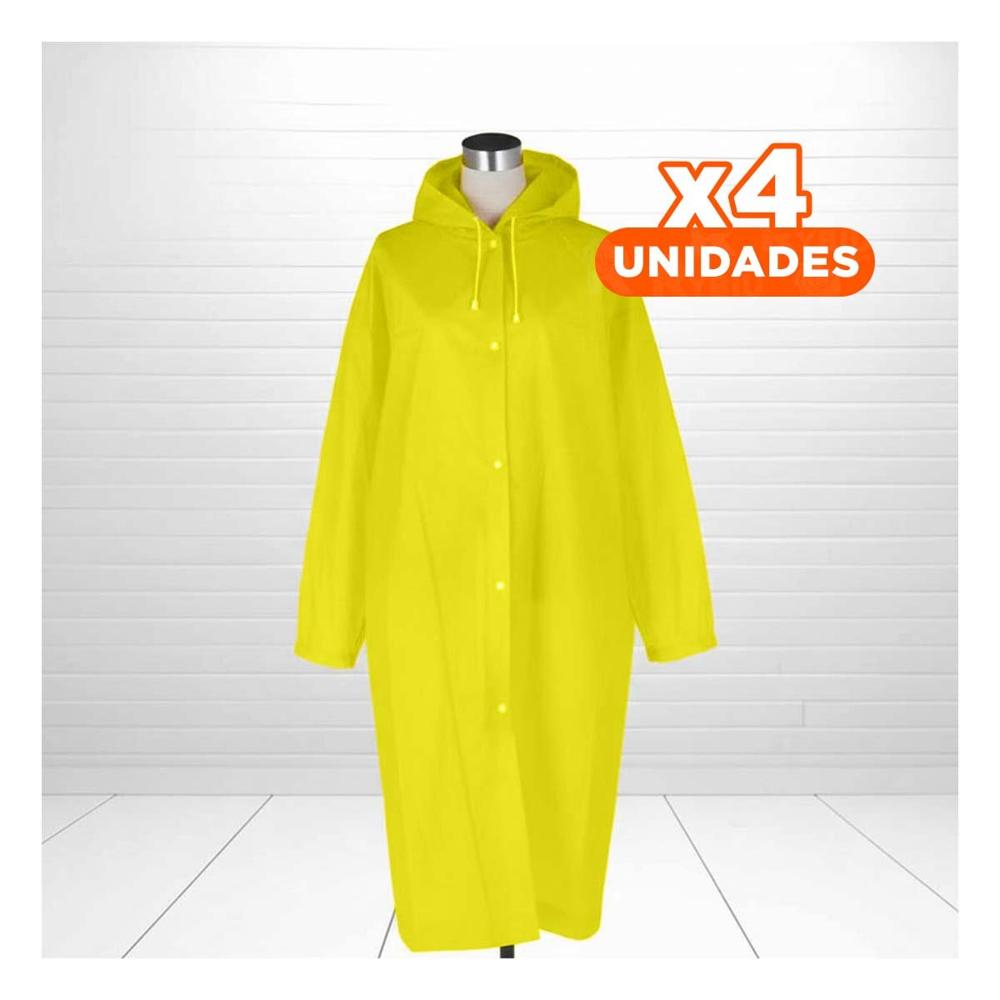 Pack4 Impermeable Unisex para Clima Cambiante con Diseno Amarillo