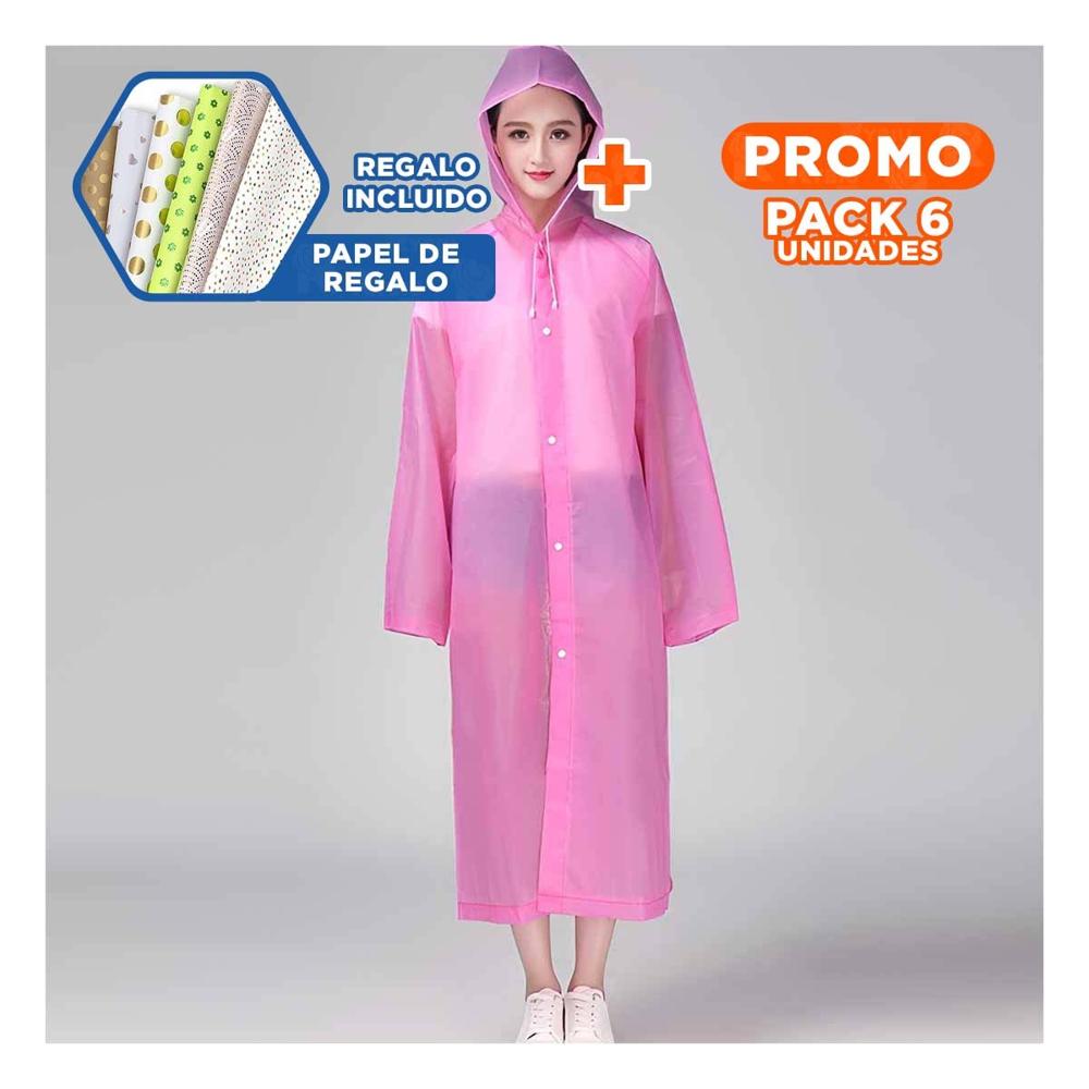 Pack6 Abrigo Impermeable Ligero para Viajes y Traslados Y+Papel Regalo