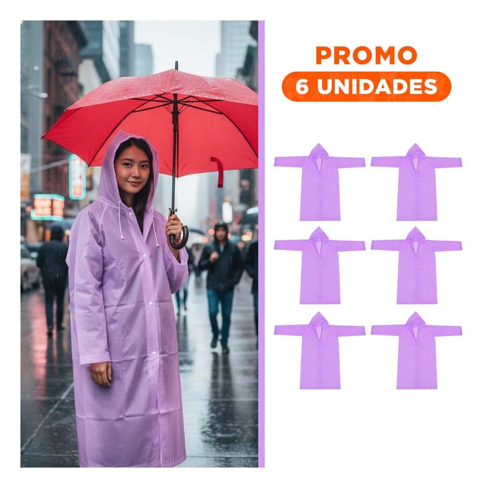 Pack6 Capa de Lluvia Unisex con Material Suave y Flexible