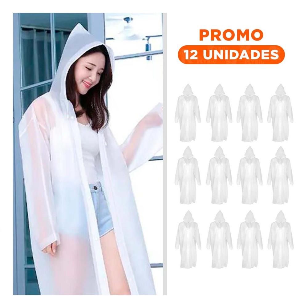 Pack12 Impermeable Unisex para Clima Cambiante con Diseno Blanco Clasico Y+Regalo Sticker