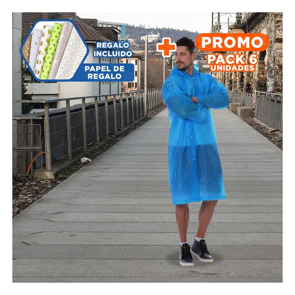Pack6 Abrigo Impermeable Ligero para Viajes y Traslados Diarios Y+Papel Regalo