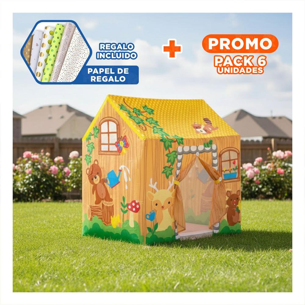 Pack6 Hogar de Juego Infantil con Entretenimiento y Aprendizaje 102 x 76 x 114cm Y+Papel Regalo