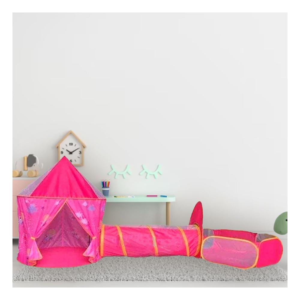 Cabaña Infantil 3 Piezas con Tela Suave y Colores Vivos Rosado Y+Ligas Regalo