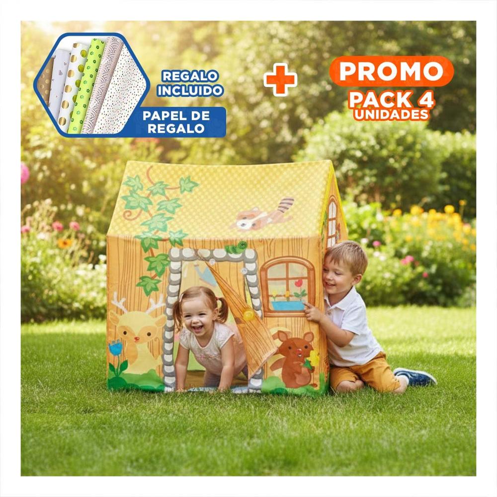 Pack4 Villa de Juego Infantil con Juegos y Entretenimiento 102 x 76 x 114cm Y+Papel Regalo