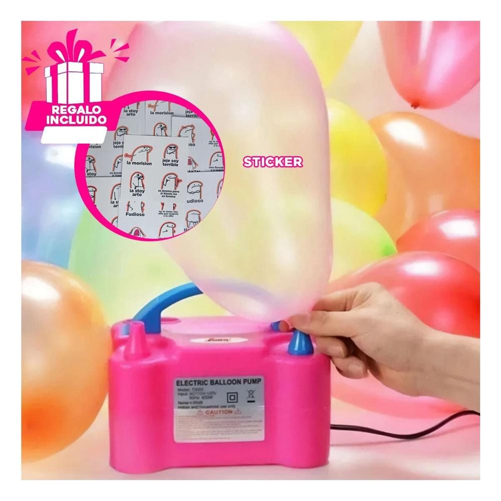 Inflador de Globo Fucsia y Compacto para Decoracion y Fiesta Y+Regalo Sticker