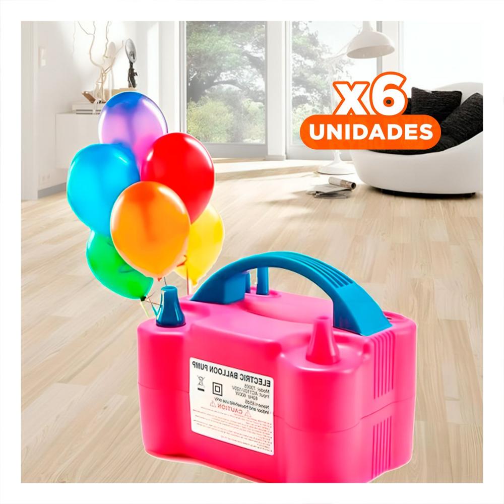 Pack6 Compresor Manual de Globo Fucsia y Portatil para Fiesta y Juegos Y+Regalo Sticker