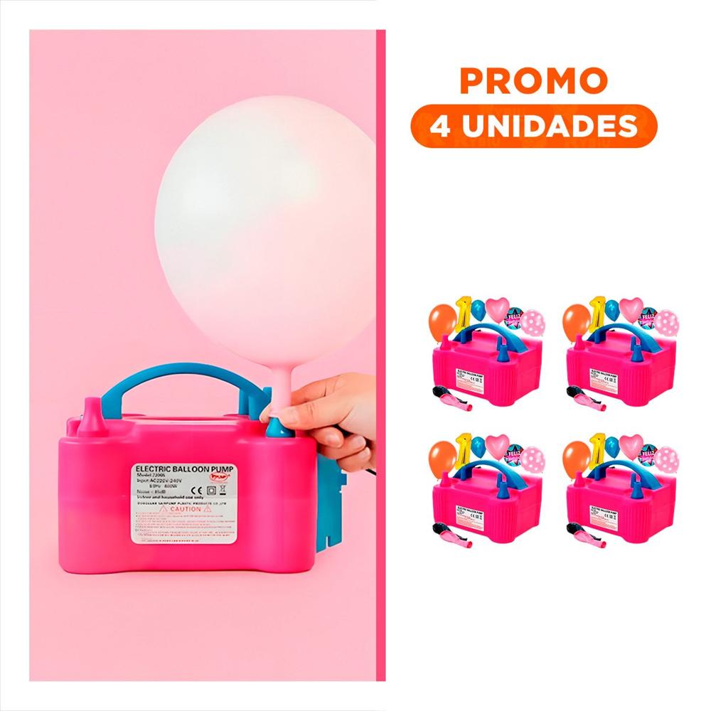 Pack4 Compresor de Globo Fucsia y Rapido para Decoracion y Fiesta Y+Regalo Sticker