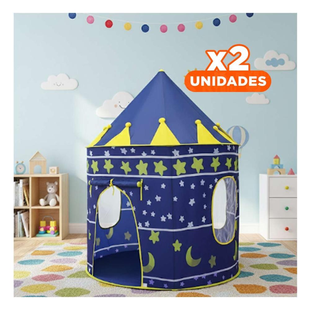 Pack2 Vivienda de Diseño de Tunel Azul para Decorar el Cuarto Y+Papel Regalo