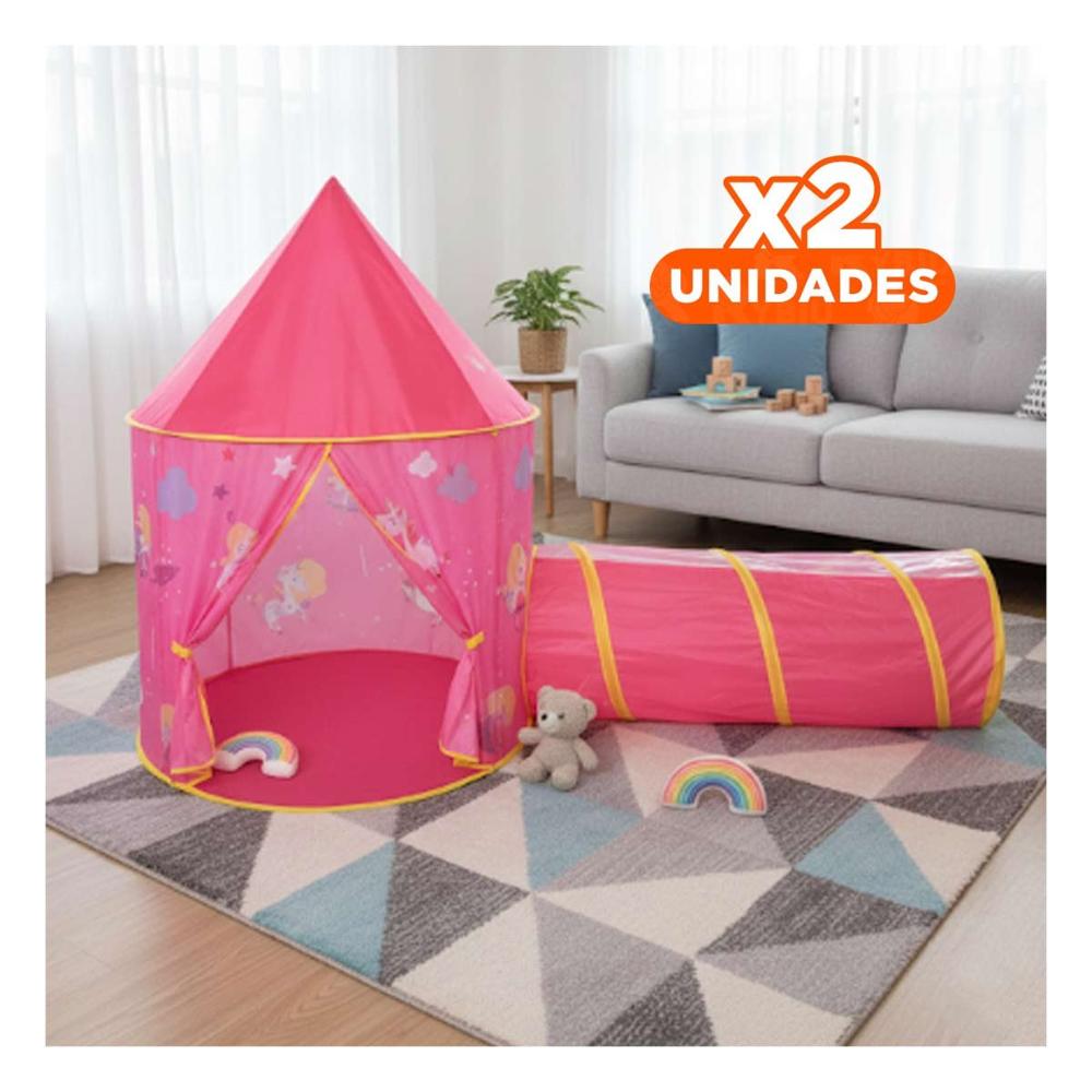 Pack2 Vivienda de Juego de 2 Piezas Rosado para Niñas con Imaginacion