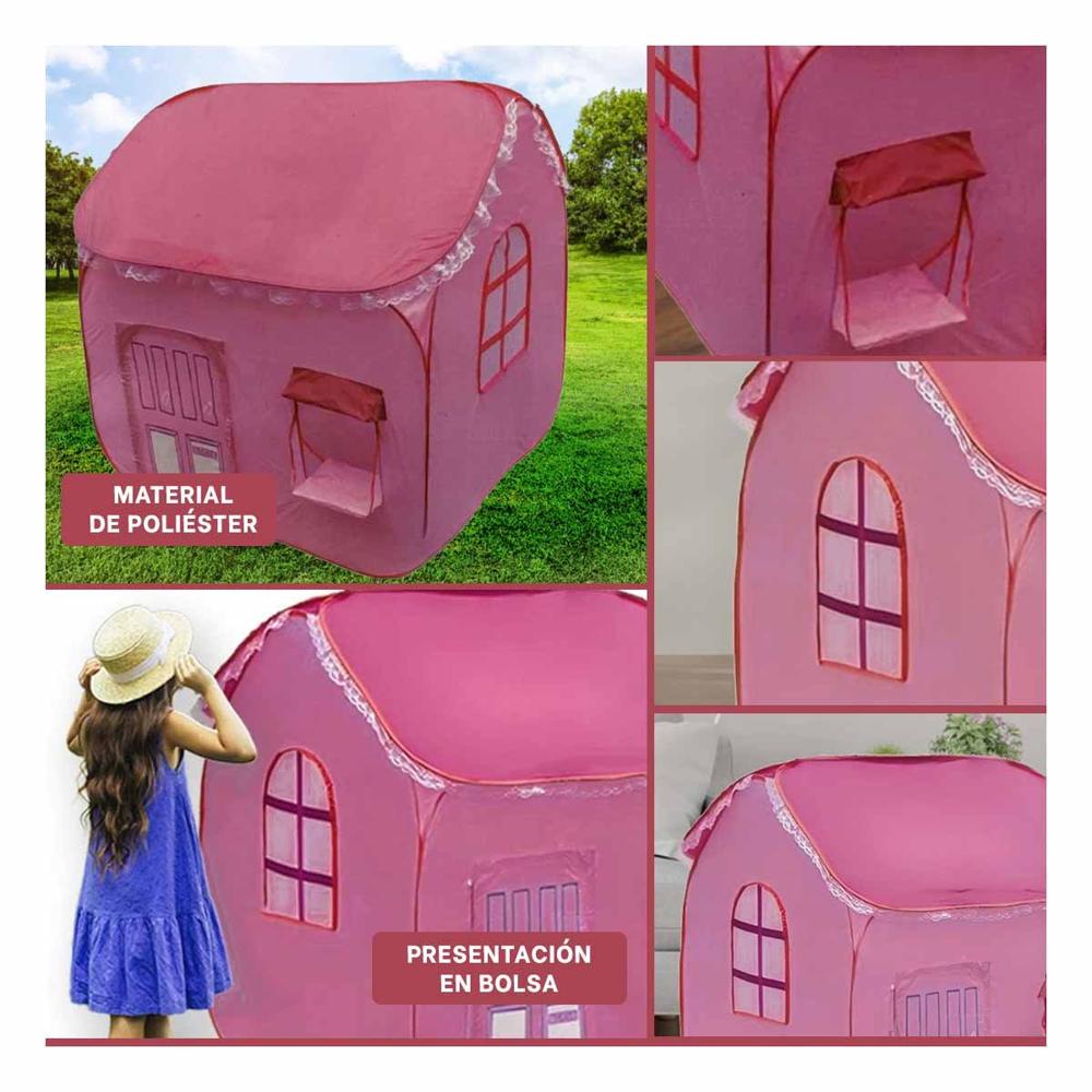 Refugio de Juego Rosado 104 x 92 x 92 con Diseño de Comercio Real Y+Ligas Regalo