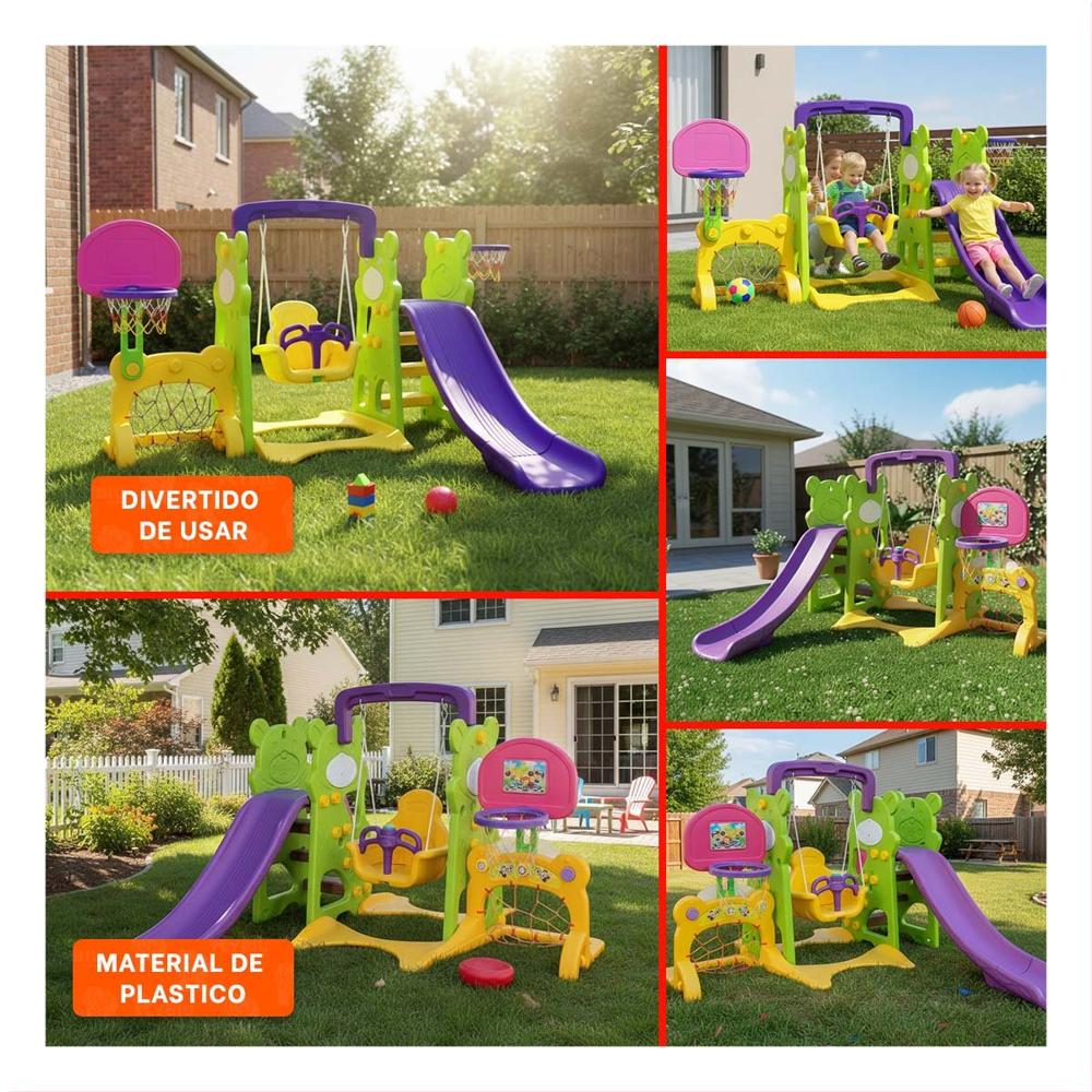 Juego de Resbaladera con Base de Gran Estabilidad para su Uso en el Patio Real Y+Ligas Regalo