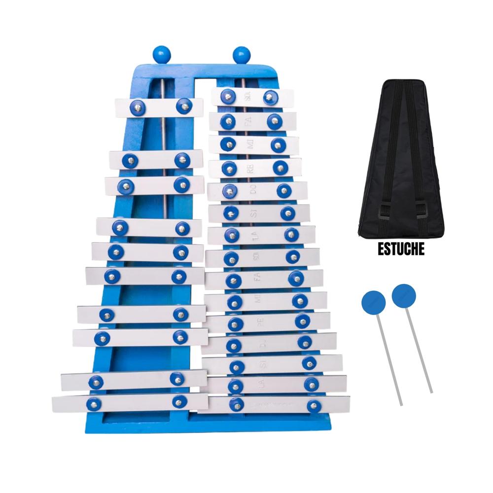 Xilófono - Metalófono Cromático de 2 Octavas de 25 Notas AZÚL