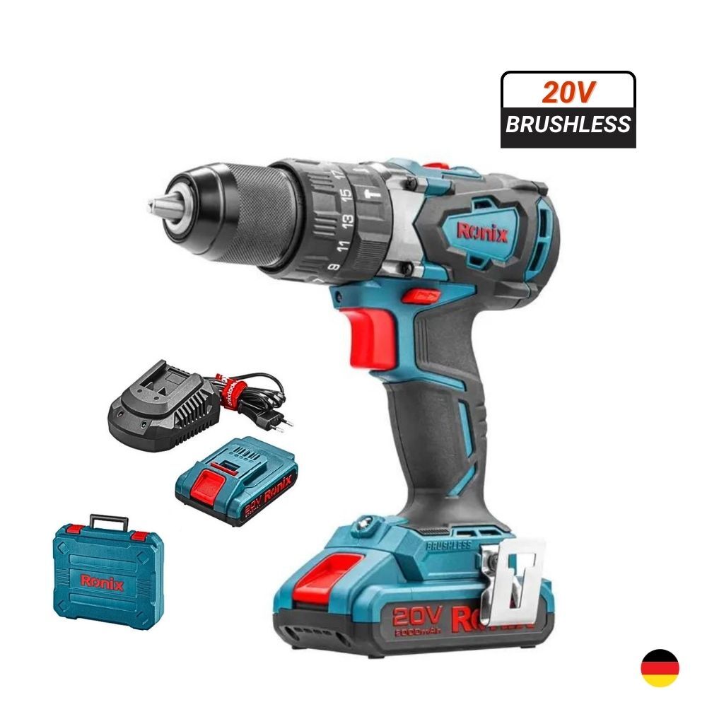 Taladro Atornillador Percutor Inalámbrico 20V 2Ah Brushless RONIX 8905K