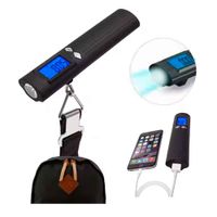 Balanza Digital Portátil 4 en 1 con Linterna. SOS. Recargable USB. Power Bank. para Viaje