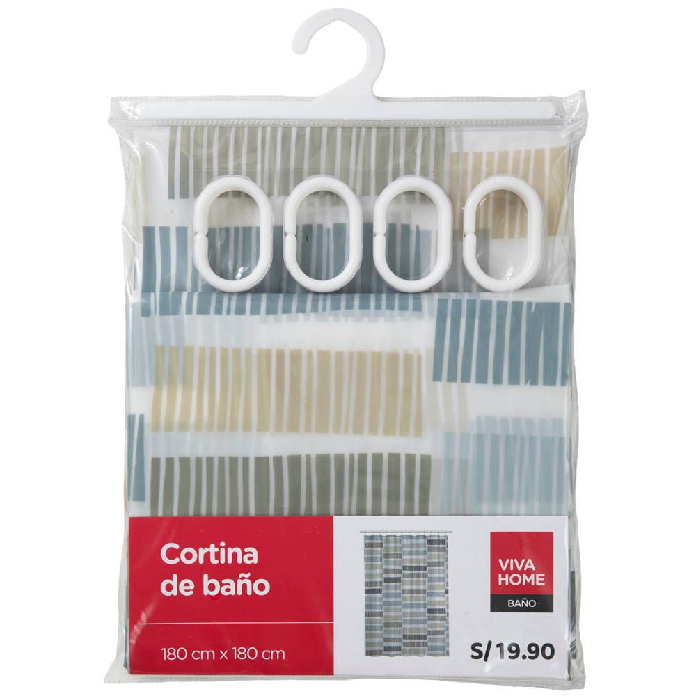 Set x2 Cortinas De Baño Eva VIVA HOME (Modelos Aleatorios)