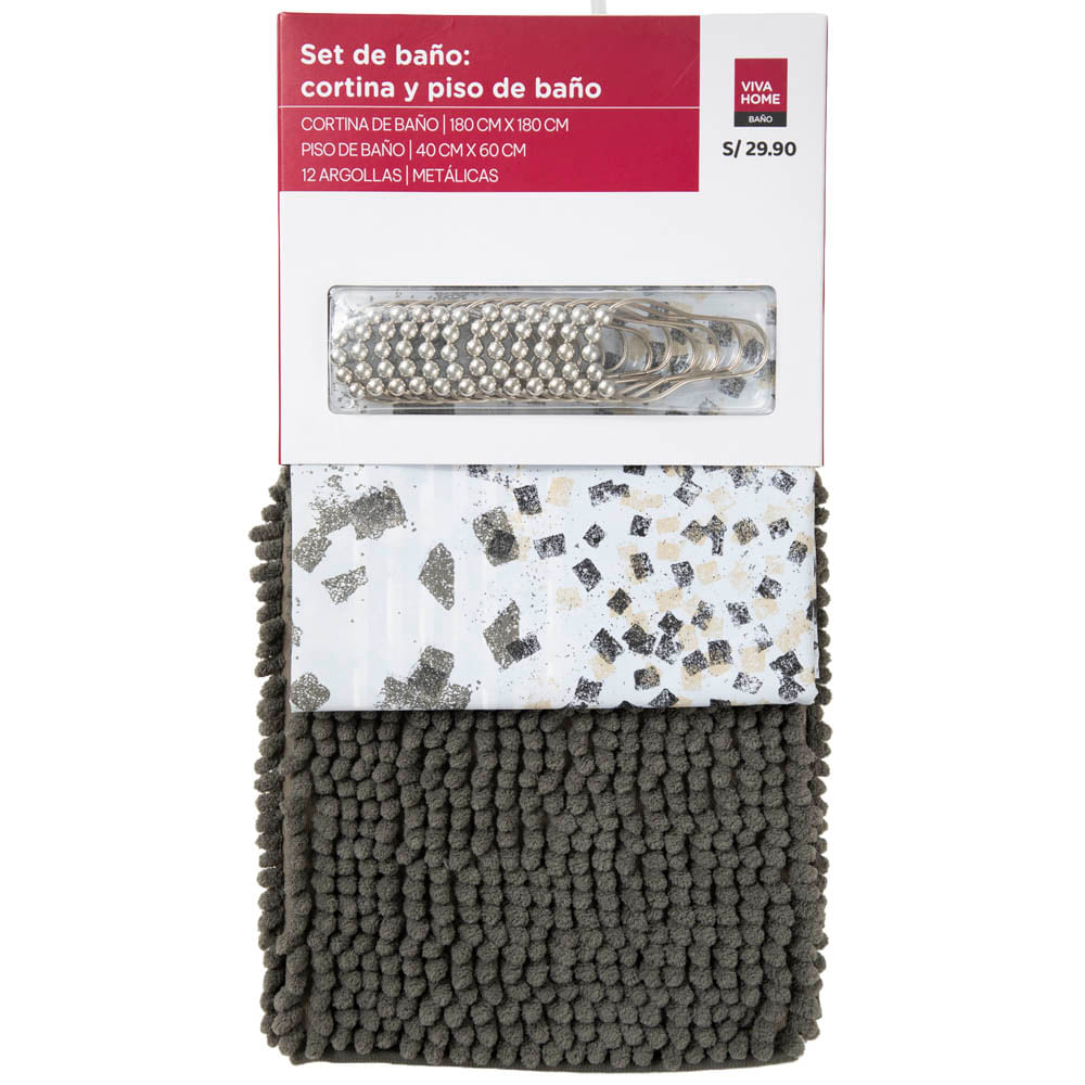 Set Cortina + Piso de Baño VIVA HOME (Modelos Aleatorios)