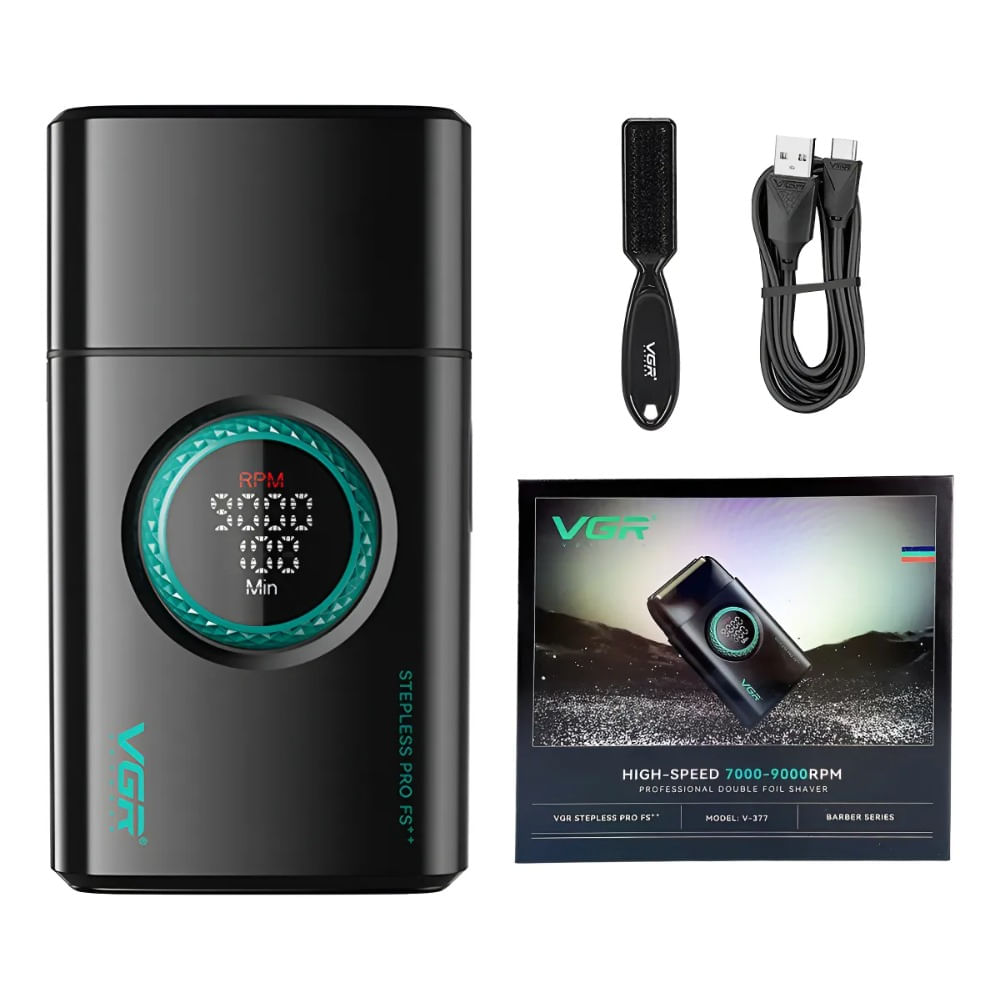 Afeitadora Eléctrica Shaver Titanio 9000 Rpm Recargable Vgr  Negro