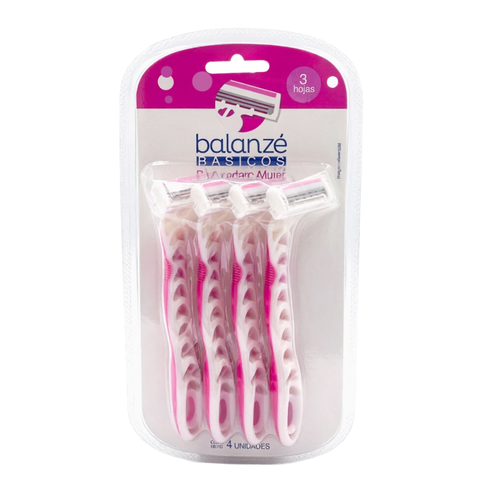 Máquina de Afeitar Descartable BALANZÉ WOMEN 3H Paquete 4un