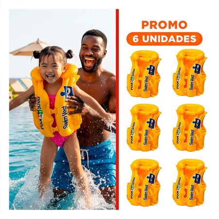 Pack6 Inflable de Agua 58660EU 51x46 CM Chaleco para Juegos Acuáticos