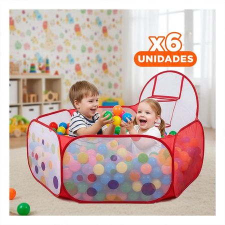 Pack6 Espacio Ludico de Pelotas para Casa y Hogar con Diseno Festivo Y+Regalo Sticker