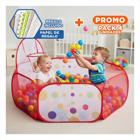Pack4 Corral de Pelotas para Casa y Hogar con Estilo Festivo y Uso Familiar Y+Papel Regalo