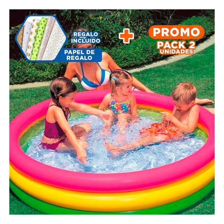 Pack2 Circulo de Agua Arcoiris Inflable Infantil 114 x 25 cm para Juegos Caseros Y+Papel Regalo