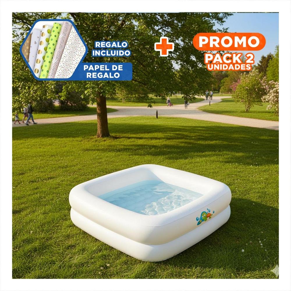 Pack2 Alberca 86x86x25 CM Practica para Diversion Refrescante en Patio o Jardin Y+Papel Regalo