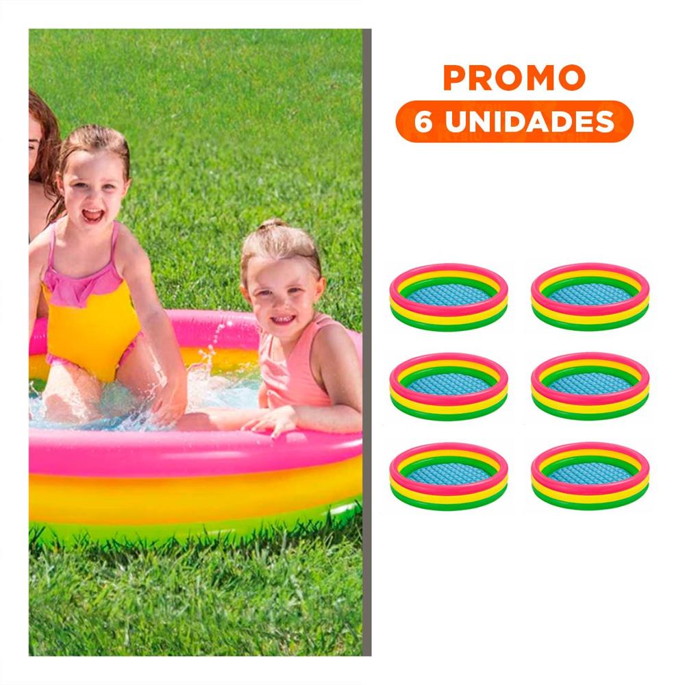 Pack6 Juego de Agua Arcoiris Inflable Infantil 114 x 25 cm para Hogar y Verano